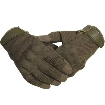 Летние сетчатые перчатки с усиленными пальцами и антискользящим покрытием олива размер L