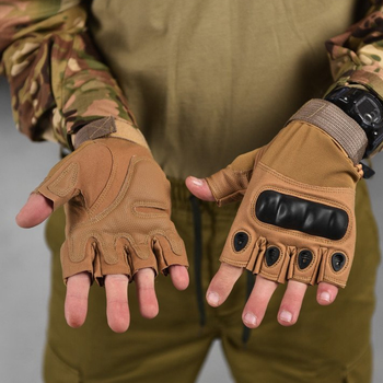 Беспалые перчатки TACT с защитными накладками койот размер XL