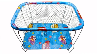 Манеж детский игровой KinderBox тачки с крупной сеточкой smk 300278