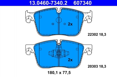 Колодки гальмові ATE 13046073402 Jaguar XE, XF T2H7448, T2H21043, T4N14764