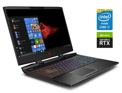 Ігровий ноутбук HP Omen 15-dc1047nr / 15.6" (1920x1080) IPS / Intel Core i7-9750H (6 (12) ядер по 2.6 - 4.5 GHz) / 16 GB DDR4 / 128 GB SSD M.2 + 1000 GB HDD / nVidia GeForce RTX 2070 Max-Q, 8 GB GDDR6, 256-bit / WebCam б/в