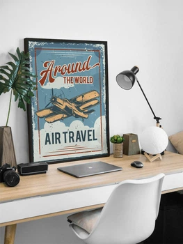 Вінтажний постер Повітряні подорожі Air Travel у рамці