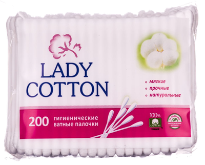 Ватні гігієнічні палички Lady Cotton 200шт пакет