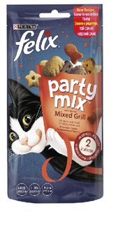 Ласощів Purina Felix Party Mix Гриль Мікс для котів зі смаком курки, яловичини та лосося 60 г. (7613287631404)
