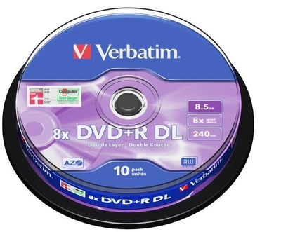 Verbatim DVD+R 8,5 GB DL 8x Ciasto 10 szt. (43666)