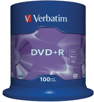 Verbatim DVD+R 4,7 GB 16x Cake Box 100 шт (43551)