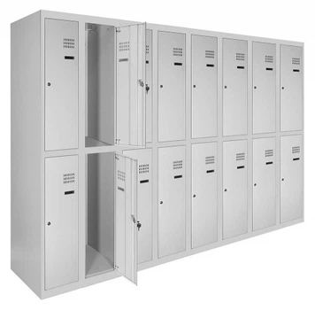 Шкаф металлический для одежды двухуровневый LEVMETAL ШОМ 2/30/8 (180х240х50)