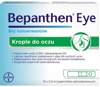 Krople do oczu Bayer Bepanthen Eye 10 ampułek x 0.5 ml (5908229302934)