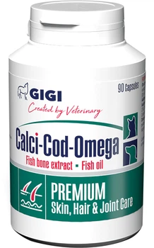Витаминно-минеральный комплекс для собак и котов GIGI Calci-Cod-Omega для регенерации суставов хрящей и костей, улучшение состояния шерсти и кожи 90 таблеток (GIG43034)
