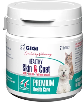 Витамины для собак и котов GIGI Healthy Skin & Coat для профилактики хронических дерматитов и улучшения состояния кожи и меха 21 таблетка (GIG43055)