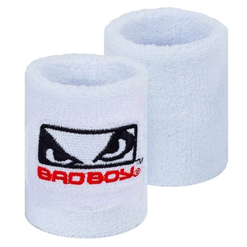 Напульсники спортивные махровые для тренировок бега баскетбола Bad Boy 5762 2шт White