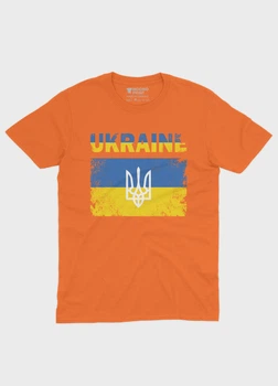 Футболка для дівчинки MODNO з патріотичним принтом UKRAINE 140 см Помаранчевий (TS001-2-ORA-005-1-044-G)