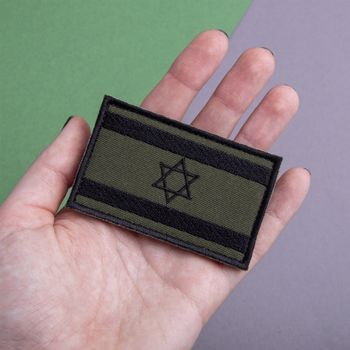 Набор шевронов 2 шт с липучкой IDEIA Флаг Израиля хаки 5х8 см, вышитый патч (4820182659850)