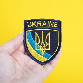 Шеврон нашивка на липучці IDEIA Тризуб України UKRAINE, вишитий патч 6.5х8 см (2200004294339)