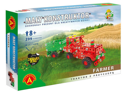 Klocki konstrukcyjne Alexander Mały Konstruktor Farmer Traktor z przyczepa 299 elementów (5906018012163)