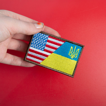 Шеврон нашивка на липучці IDEIA прапор України та США, вишитий патч 5х8 см (2200004271163)