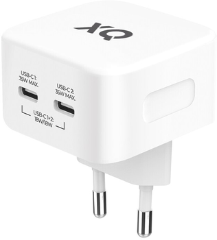 Зарядний пристрій Xqisit NP Travel Charger Dual USB-C PD35W GaN White (4029948227269)