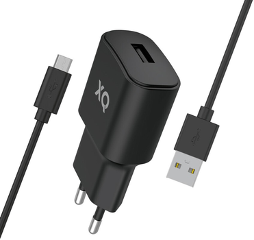 Ładowarka sieciowa Xqisit NP Travel Charger Single USB-A 2.4A + Kabel USB-A-Micro USB Black (4029948224589)