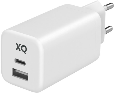 Зарядний пристрій Xqisit NP Travel Charger Dual USB-C&A PD65W GaN + Кабель USB-C - USB-C White (4029948221632)