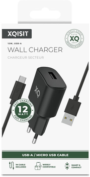 Зарядний пристрій Xqisit NP Travel Charger Single USB-A 2.4A + Кабель USB-A-Micro USB Black (4029948224589)