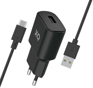 Ładowarka sieciowa Xqisit NP Travel Charger Single USB-A 2.4A + Kabel USB-A-USB-C Black (4029948221601)