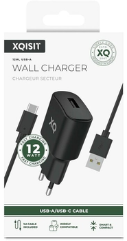 Ładowarka sieciowa Xqisit NP Travel Charger Single USB-A 2.4A + Kabel USB-A-USB-C Black (4029948221601)