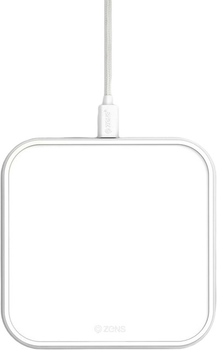Бездротовий зарядний пристрій Zens Aluminium Single Wireless Charger 10W White (7438222397395)