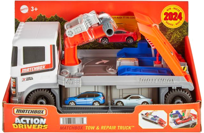 Ciężarówka z lawetą Mattel Matchbox Action Drivers z samochodem (194735188864)
