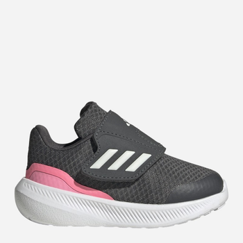 Buty sportowe dziecięce dla dziewczynki na rzepy Adidas Runfalcon 3.0 AC I HP5859 23 Szare (4066749848651)