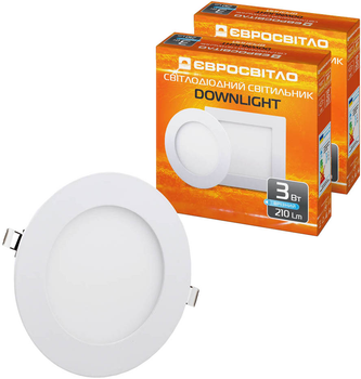 Точковий світильник Євросвітло 3 Вт 4200 K LED-R-90-3 (56826) 2 шт