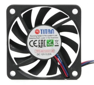 Вентилятор корпусний 60 Х 60 Х 10мм Titan, 3p/3c, 2-Ball, ультра-потік (TFD-6010HH12B)