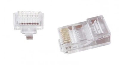 Конектор RJ-45 Cablexpert LC-PTU-01/100 модульна вилка 8P8C з наскрізними отворами, позолочені контакти (50 ШТ)