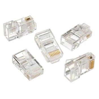 Конектор RJ-45 Cablexpert LC-8P8C-001/50 модульна вилка, позолочені контакти (50 ШТ)