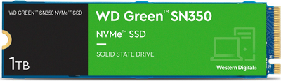 Твердотільний диск M.2 1TB Western Digital WD Green SN350 (NVMe PCIe 3.0 x4, Read/Write 3200/2500 MB/sec 3D NAND QLC) (WDS100T3G0C)