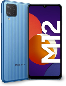Смартфон 6.5" Samsung Galaxy M12 4/64Gb 4G 2-SIM 8 ядер NFC 48/8Мп Android 11 Blue Factory Recertified g1