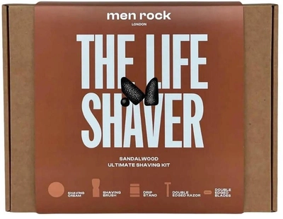 Набір для гоління Men rock The Life Shaver Sandalwood Крем для гоління 100 г + Щітка для гоління + Підставка + Бритва (5060796560305)