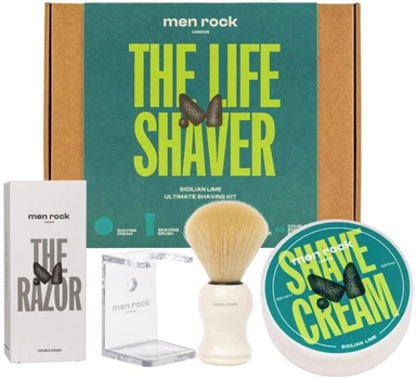 Набір для гоління Men rock The Life Shaver Sicilian Lime Крем для гоління 100 г + Щітка для гоління + Підставка + Бритва (5060796560312)