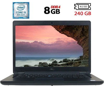 Ноутбук Б-класс Dell Latitude 5490 / 14" (1920x1080) IPS / Intel Core i5-8250U (4 (8) ядра по 1.6 - 3.4 GHz) / 8 GB DDR4 / 240 GB SSD M.2 / Intel UHD Graphics 620 / WebCam / USB 3.1 / HDMI б/у