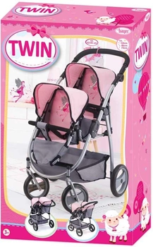 Wózek dla lalek Bayer Twin Szaro-różowa (4003336265088)