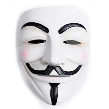 Маска карнавальная пластиковая Анонимус , Вендетта , Гая фокса из фильма "Vendetta" белая