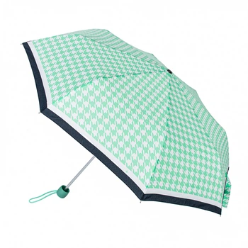 Парасолька жіноча механічна Fulton Minilite-2 L354 Minty Houndstooth м'ятна