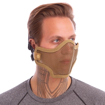 Защитная маска пол-лица из стальной сетки SILVER KNIGHT CM01 Хаки