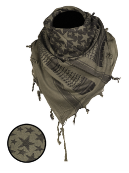 Арафатка шарф-шемаг тактическая Mil-Tec One size 110х110 см звезда Олива, Черный HALSTUCH 'SHEMAGH' 110X110 см STARS OLIV/SCHW (12609401)