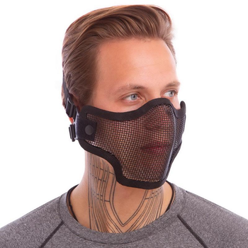 Захисна маска на півобличчя зі сталевої сітки SILVER KNIGHT CM01 Чорний