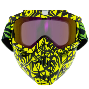 Защитная маска-трансформер очки пол-лица SP-Sport MZ-S Салатовый-Черный