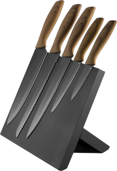 Набір ножів Platinet дерев'яна ручка з чорною магнітною дошкою 5 шт (PBKSBB5W)