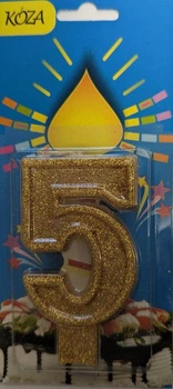 Свічка для торту Цифра 5 золото