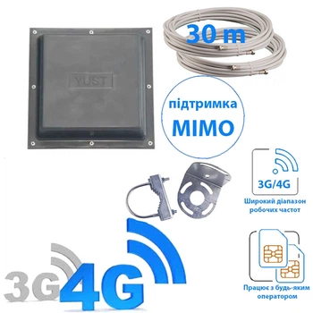 Комплект 3G/4G интернет антенна mimo + кабель 30м