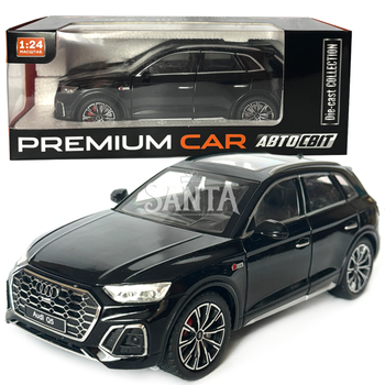Машинка металлическая Audi Q5 Ауди черная 1:24 звук свет инерция откр двери багажник капот резиновые колеса 20*8,5*8см (AP-2014)