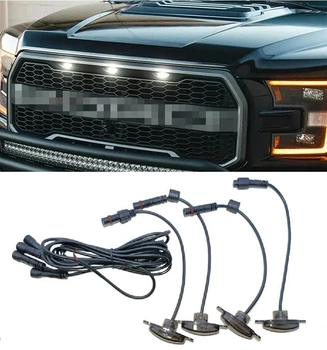 Подсветка решетки радиатора для авто 12V белые светодиодные габаритные огни